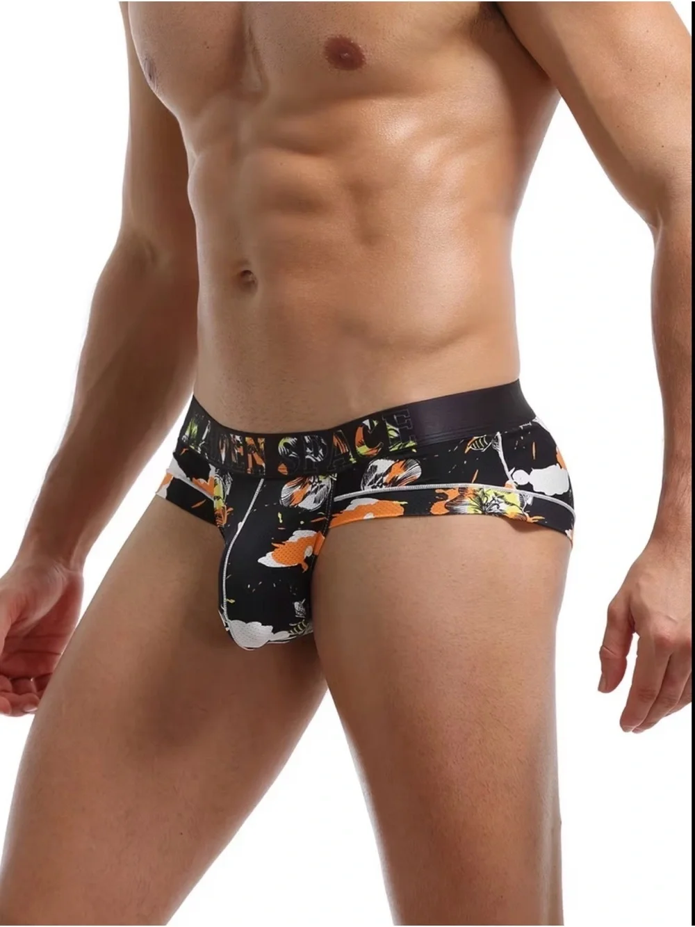 Men's Black Floral Briefs - Stretch Supportive Underwear